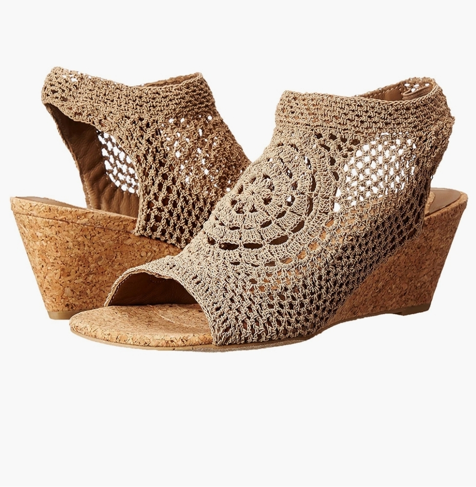 Nina Original Nevaeh natural elastic Wedge Sandal woven crochet cork heel